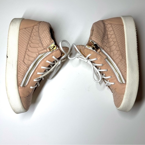 Giuseppe Zanotti Women Snakeskin Embossed Leather Double Zip High Top Sneaker 36 - Picture 8 of 10